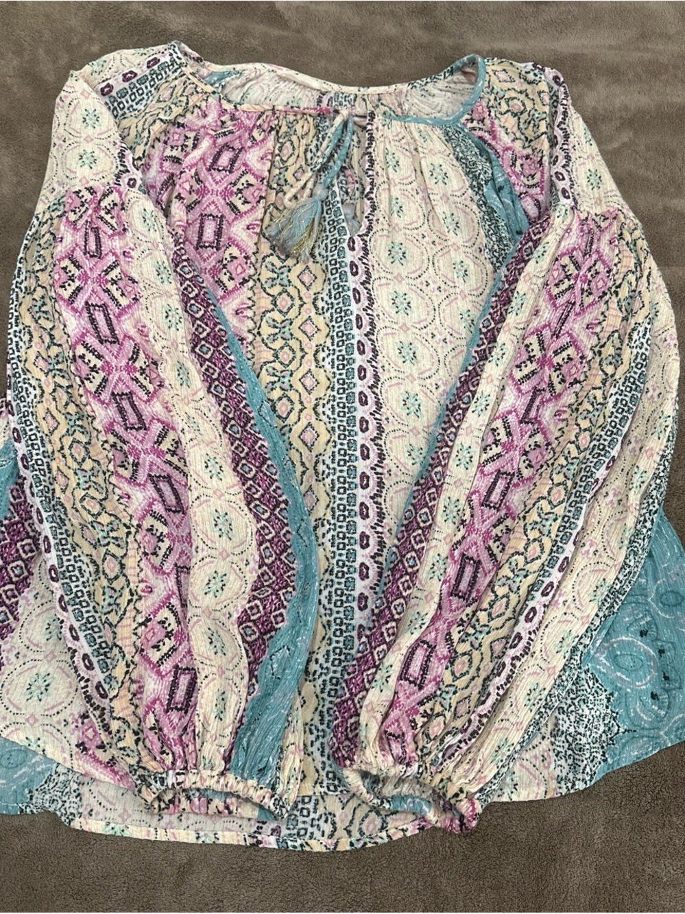 lovestitch Pastel Multi-Pattern Peasant Blouse